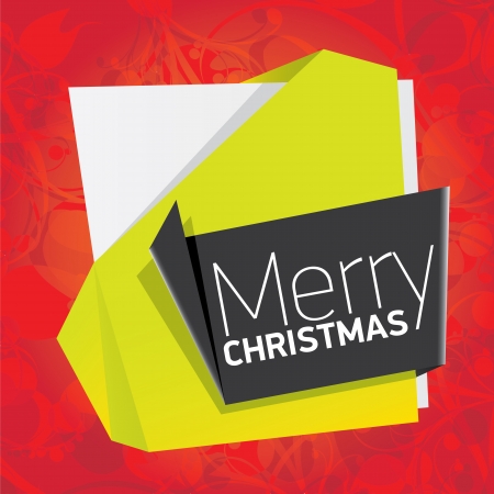 merry christmas background with green origami bow or ribbonのイラスト素材