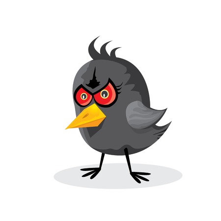 vector bad angry black raven bird.のイラスト素材