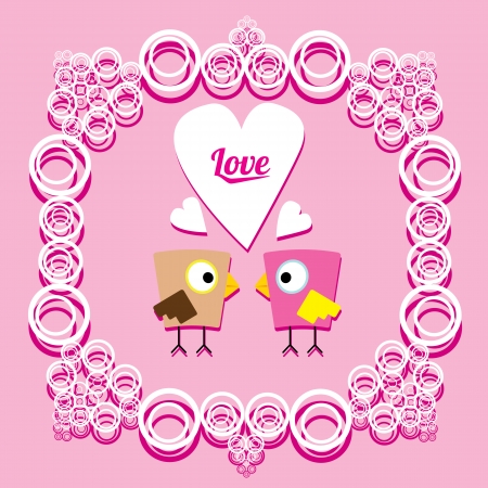 vector lovely postcard with birdsのイラスト素材