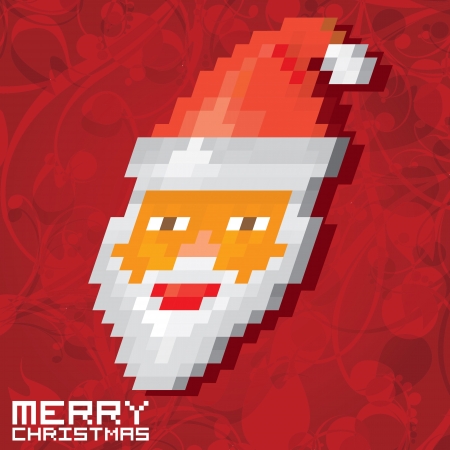 Pixel santa claus with beard and mustacheのイラスト素材