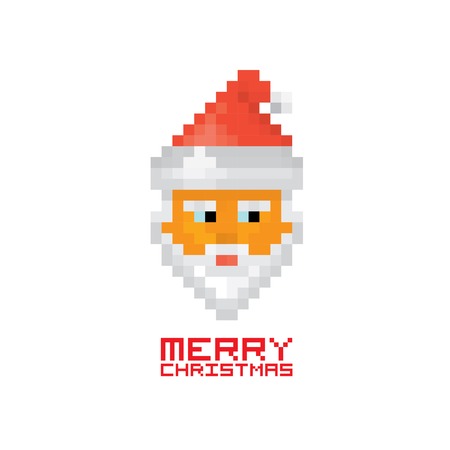 Pixel santa claus with beard and mustacheのイラスト素材