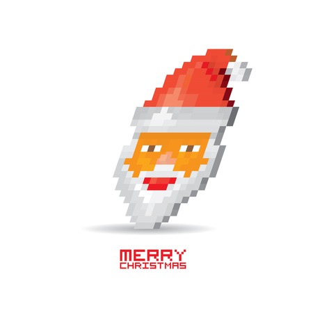 Pixel santa claus with beard and mustacheのイラスト素材