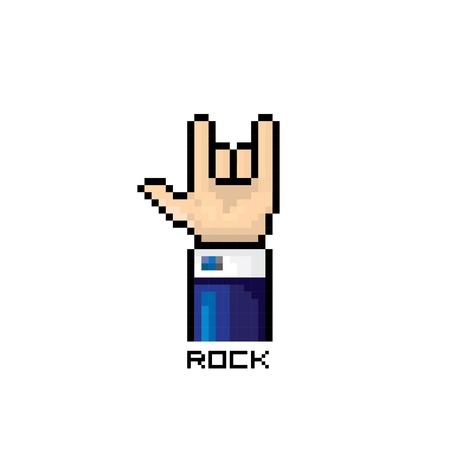 pixel art hand sign rock n roll music buttonのイラスト素材