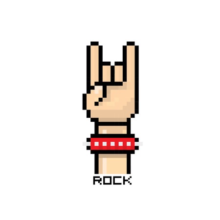 pixel art hand sign rock n roll music buttonのイラスト素材