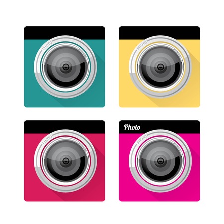 Retro Camera flat icon for web design and mobile appのイラスト素材