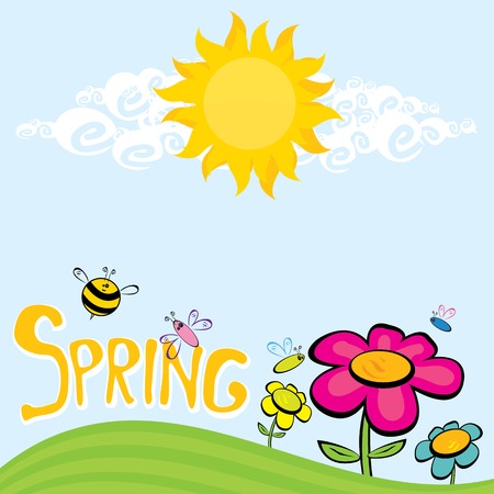 spring landscape illustrationのイラスト素材