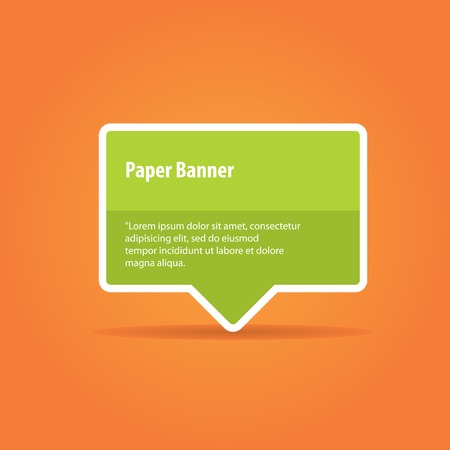 vector abstract green paper banner or speech bubble on stylish orange backgroundのイラスト素材