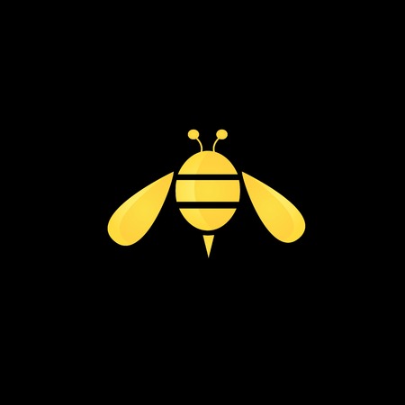 vector golden honey abstract bee silhouette on blackのイラスト素材