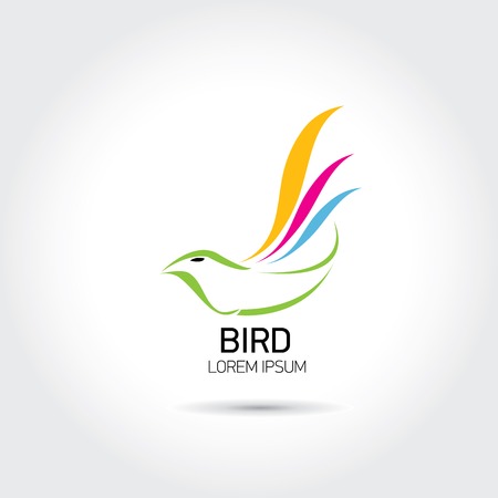 Color Bird abstract flying icon design template. freedom and creative mind signのイラスト素材