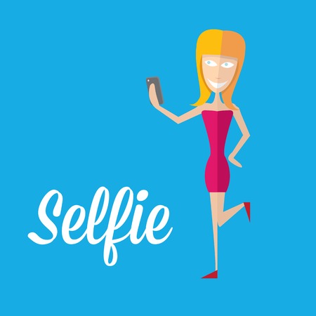 Taking Selfie Photo on Phone   vector illustrationのイラスト素材
