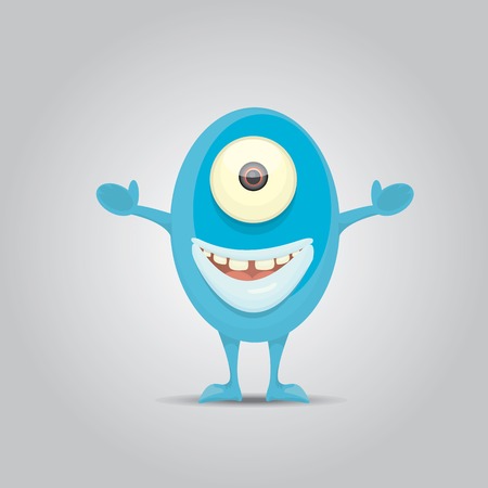 Vector Cartoon cute smiling monsterのイラスト素材