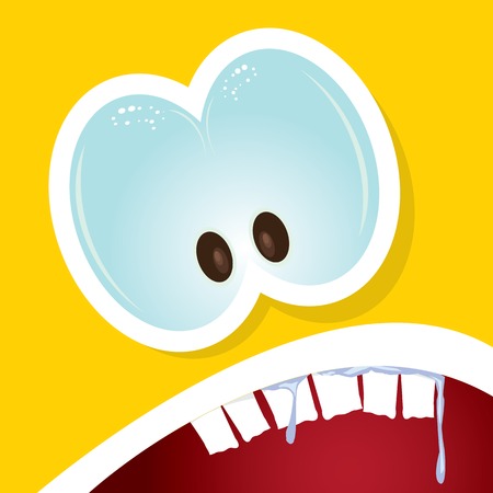 Vector Cartoon orange monster faceのイラスト素材