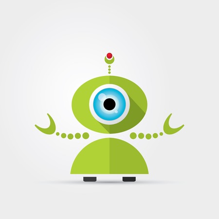 Cartoon Character Cute green Robotのイラスト素材