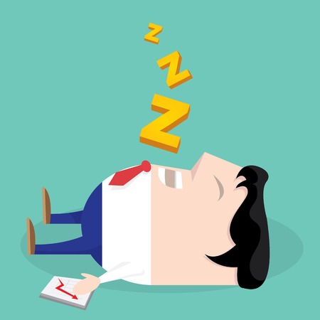 Sleeping man in office . vector cartoon illustrationのイラスト素材