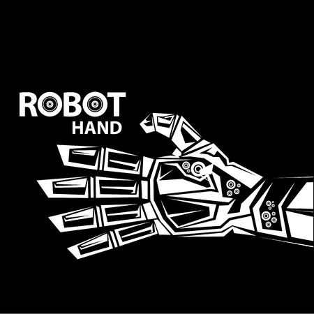vector robotic arm symbol. robot handのイラスト素材
