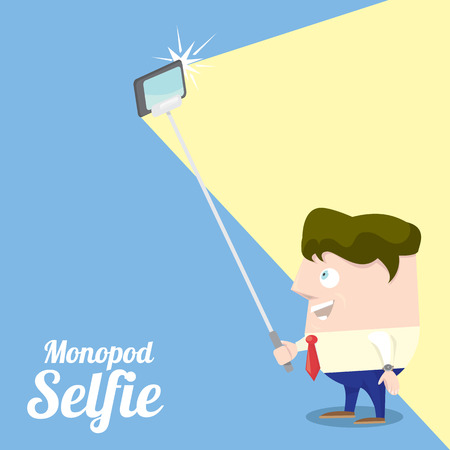 Taking Selfie Photo on Smart Phone conceptのイラスト素材