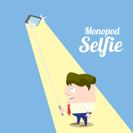 Taking Selfie Photo on Smart Phone conceptのイラスト素材