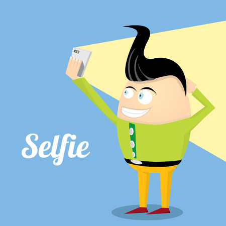 Taking Selfie Photo on Smart Phone conceptのイラスト素材