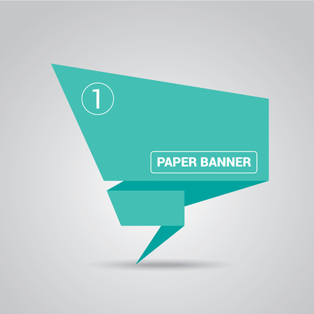 turquoise origami paper speech bubble or bannerのイラスト素材