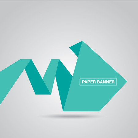 turquoise origami paper speech bubble or bannerのイラスト素材