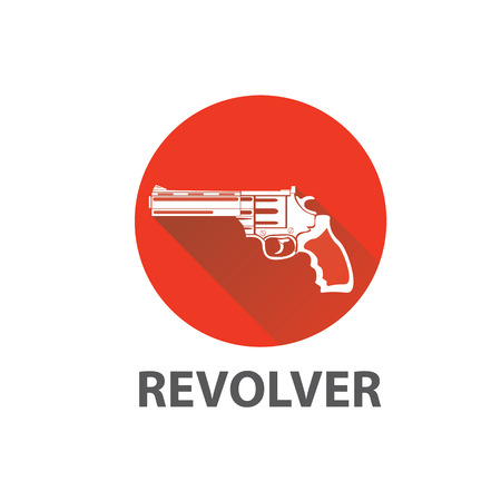 vector vintage pistol gun icon on redのイラスト素材