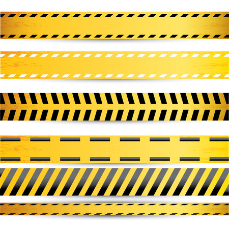 Yellow security warning tapes set Cautionのイラスト素材