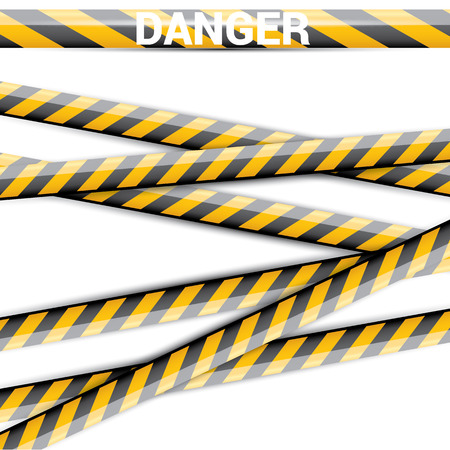 Yellow security warning tapes set Cautionのイラスト素材