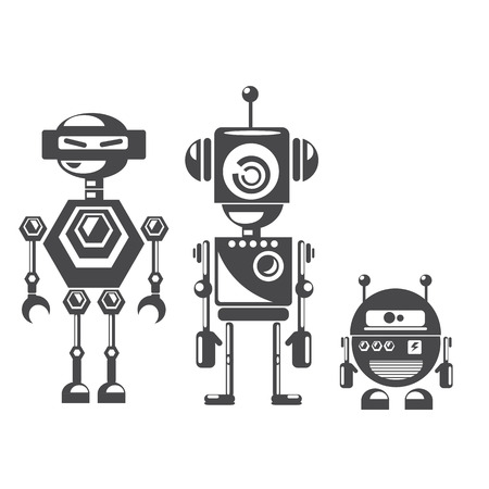 Flat design style robots and cyborgs.のイラスト素材