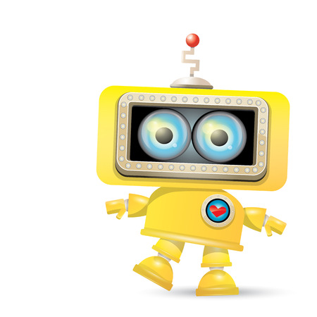 vector orange cartoon robot isolated on whiteのイラスト素材