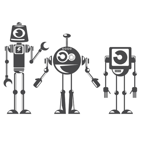 Flat design style robots and cyborgs.のイラスト素材