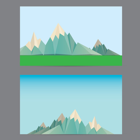 Low poly Mountains web bannersのイラスト素材
