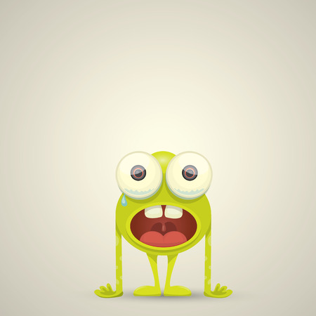 Green Cartoon cute monster. vector friendly alienのイラスト素材