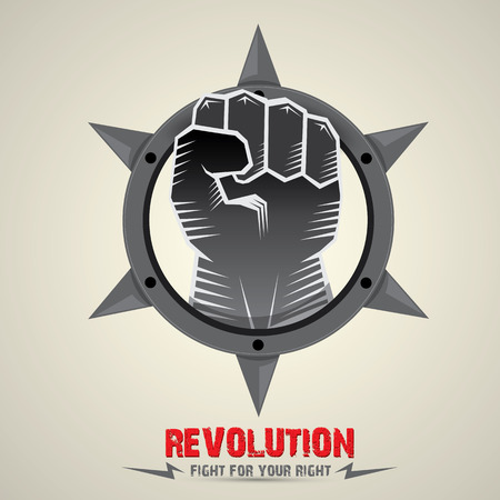 clenched fist. vector fist icon. revolution fist. freedom concept. collar with spikesのイラスト素材