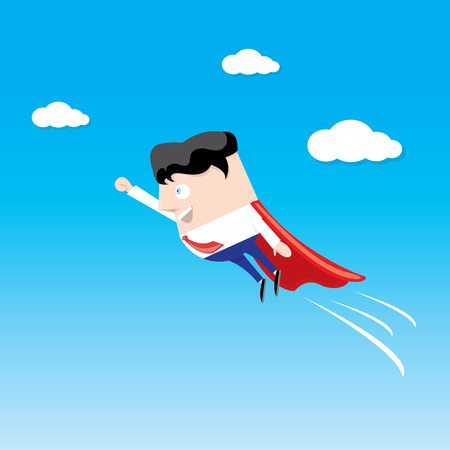 business man flying. vector illustration. Businessman is superheroのイラスト素材