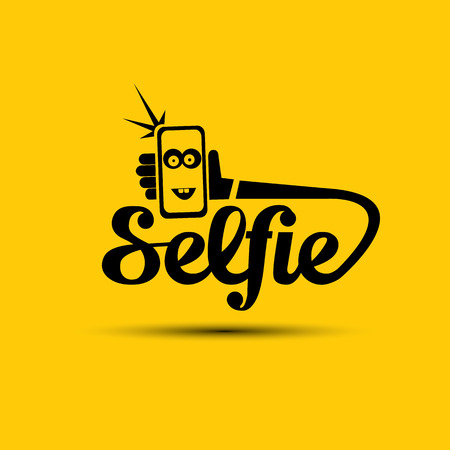Taking Selfie Photo on Smart Phone concept icon. vector illustrationのイラスト素材