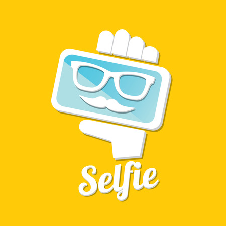 Taking Selfie Photo on Smart Phone concept icon. vector illustrationのイラスト素材