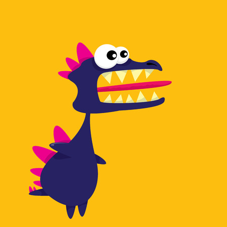 Vector cartoon funny dragon. Cartoon cute monster Dinosaur.のイラスト素材