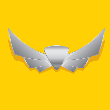 Vector metallic automotive, motorcycle badge with wings. Signs and labels.のイラスト素材