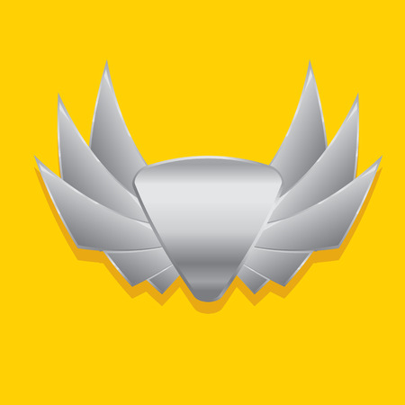 Vector metallic automotive, motorcycle badge with wings. Signs and labels.のイラスト素材