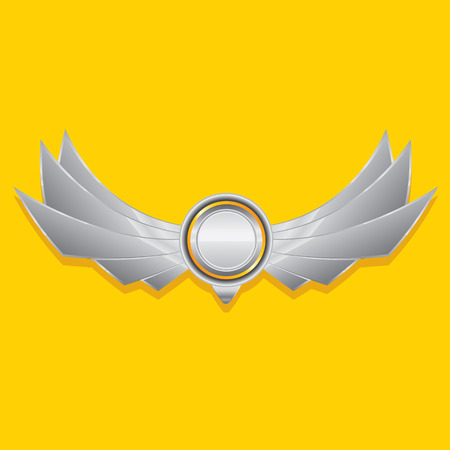 Vector metallic automotive, motorcycle badge with wings. Signs and labels.のイラスト素材