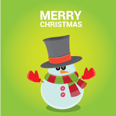 Vector cartoon snowman. merry christmas card backgroundのイラスト素材