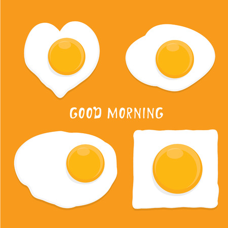 Fried Egg vector illustration. good morning concept.  breakfast fried hen or chicken egg with a orange yolk in the centre of the fried egg.のイラスト素材