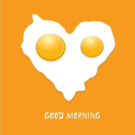 Fried Egg vector illustration. good morning concept.  breakfast fried hen or chicken egg with a orange yolk in the centre of the fried egg.のイラスト素材