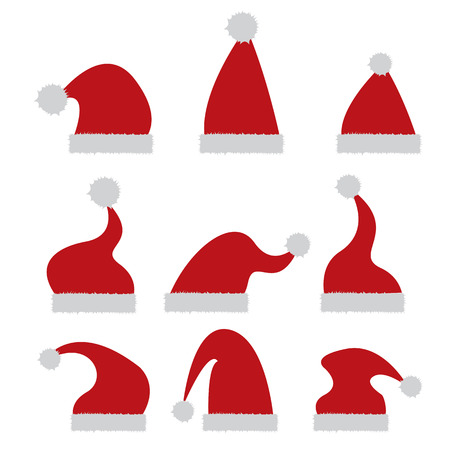red Santa hat icon isolated on white. santa hat collection. vector illustrationのイラスト素材