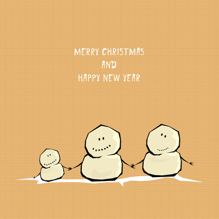 Vector comic cartoon merry christmas illustration with snowmanのイラスト素材