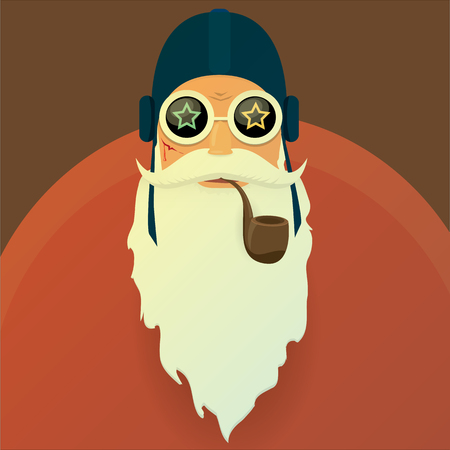 vector biker santa claus with smoking pipe. strange santa clausのイラスト素材