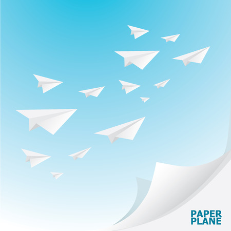 paper airplane  in sky. concept of growth or leadership. business metaphor. vector illustrationのイラスト素材