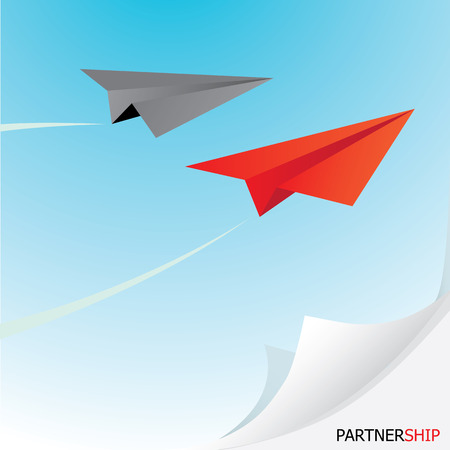 paper airplane  in sky. concept of growth or leadership. business metaphor. vector illustrationのイラスト素材