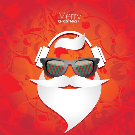 Vector Hipster santa poster for party or greeting card.のイラスト素材