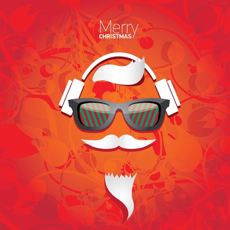 Vector Hipster santa poster for party or greeting card.のイラスト素材